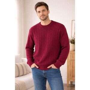 Oscar De La Renta Mens Sweater Long Sleeve Pullover Wine  Size XL